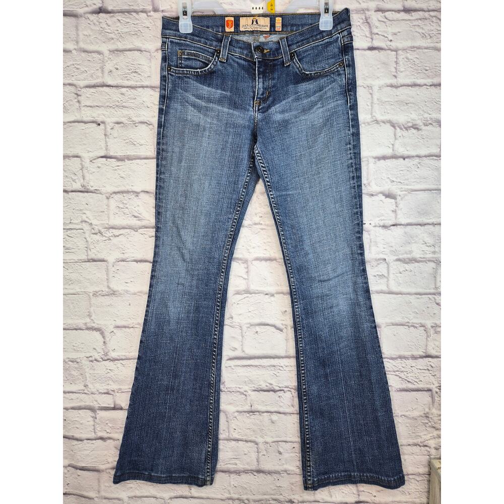 VTG Y2K Juicy Couture Rhinestone Bow Flare Jeans Low Rise McBling Size 27x30